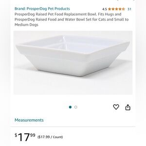 Prosper Dog Pet Food Replacement Bowl, Food Water Bowl Cats, Small Medium Dog